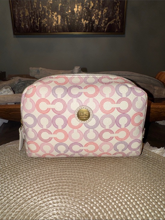 Coach Handbags - Coach Cream Cosmetic Pouch with Pink & Lavender Signature C Pattern
